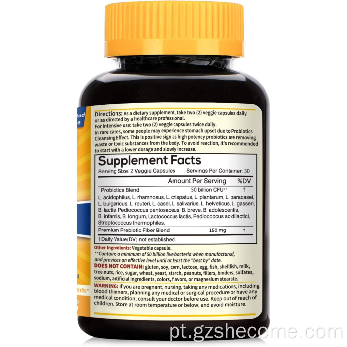 Probióticos 50 bilhões de cápsulas de probióticas da UFC 20 estirpes